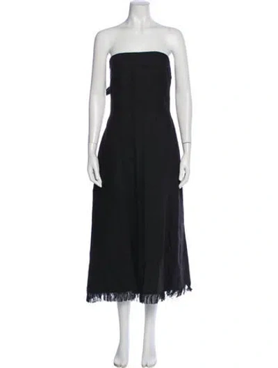 Pre-owned Theory Linen Midi Length Dress In Black