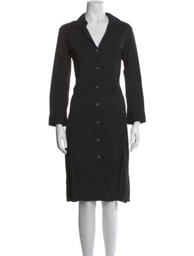 Pre-owned Theory Linen Midi Length Dress In Black