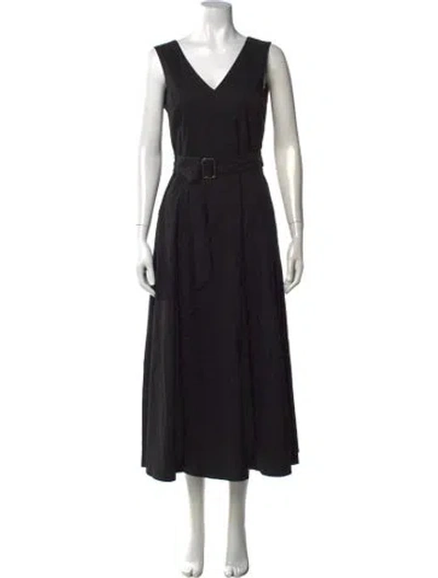 Pre-owned Theory Linen Midi Length Dress In Black