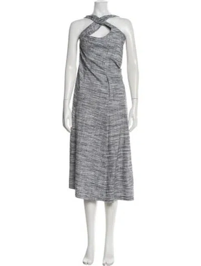 Pre-owned Theory Linen Midi Length Dress In Black