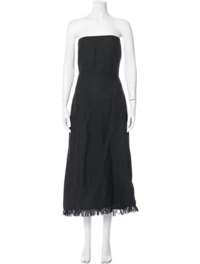 Pre-owned Theory Linen Midi Length Dress In Black