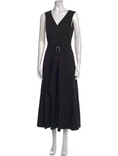 Pre-owned Theory Linen Midi Length Dress In Black