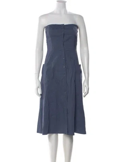 Pre-owned Theory Linen Midi Length Dress In Blue
