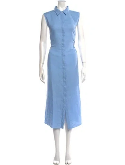 Pre-owned Theory Linen Midi Length Dress In Blue
