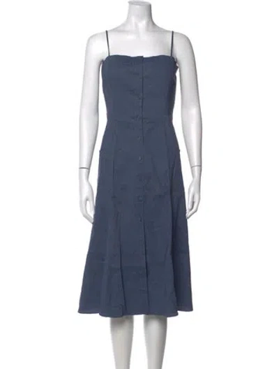 Pre-owned Theory Linen Midi Length Dress In Blue