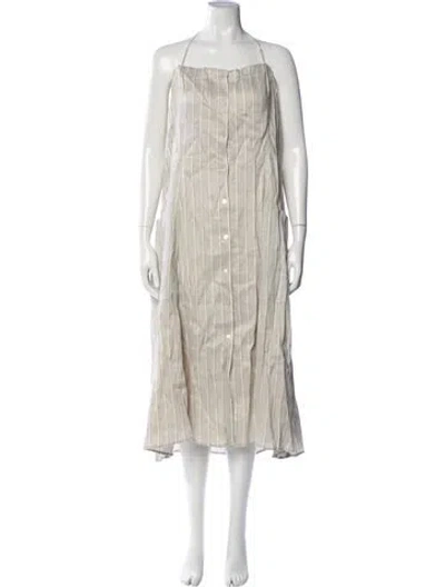 Pre-owned Theory Linen Midi Length Dress In Gray