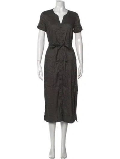 Pre-owned Theory Linen Midi Length Dress In Gray