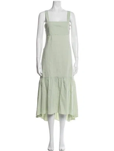 Pre-owned Theory Linen Midi Length Dress In Green