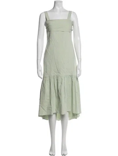 Pre-owned Theory Linen Midi Length Dress In Green