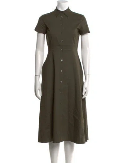 Pre-owned Theory Linen Midi Length Dress In Green