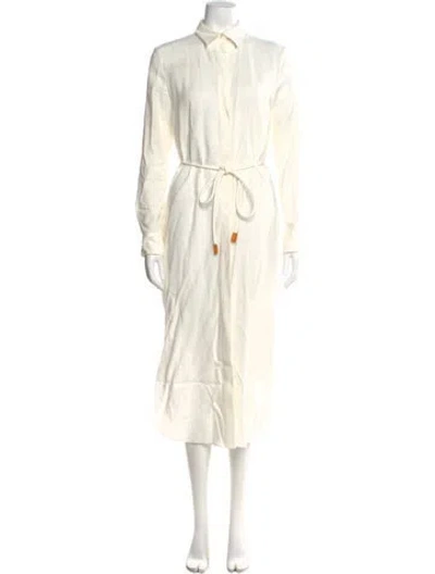 Pre-owned Theory Linen Midi Length Dress In Neutral