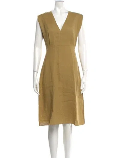 Pre-owned Theory Linen Midi Length Dress In Neutral
