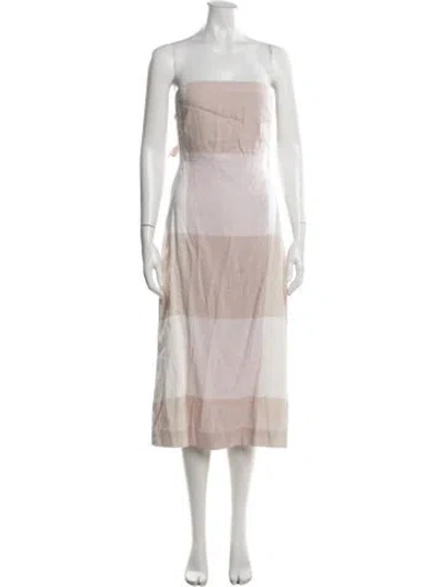 Pre-owned Theory Linen Midi Length Dress In Pink