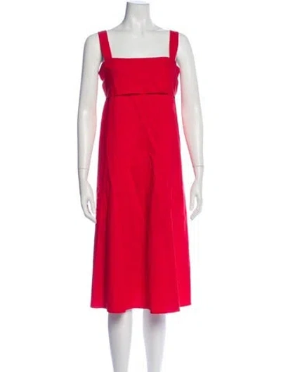 Pre-owned Theory Linen Midi Length Dress In Red
