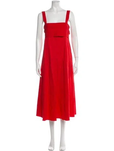 Pre-owned Theory Linen Midi Length Dress In Red