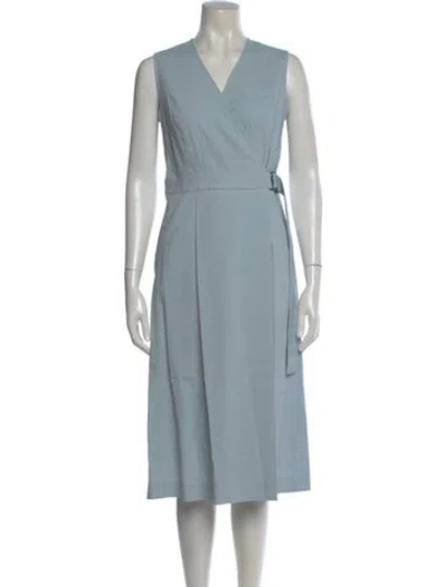 Pre-owned Theory Linen Midi Length Dress W/ Tags In Blue