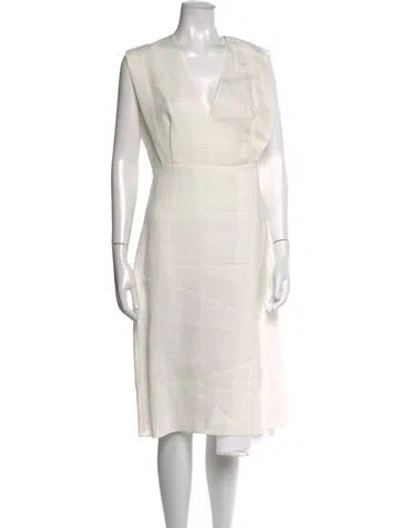 Pre-owned Theory Linen Midi Length Dress W/ Tags In Neutral