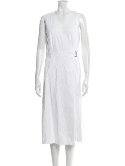 Pre-owned Theory Linen Midi Length Dress W/ Tags In White