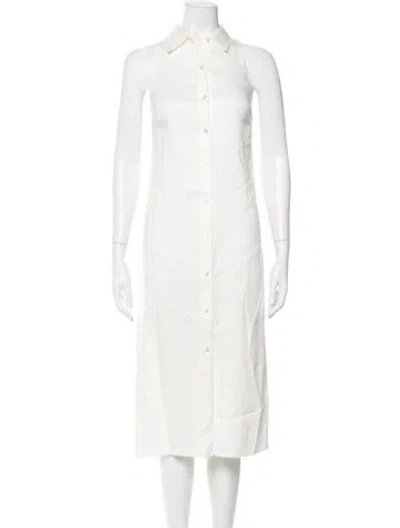 Pre-owned Theory Linen Midi Length Dress W/ Tags In White