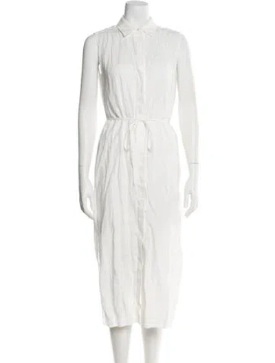 Pre-owned Theory Linen Midi Length Dress In White