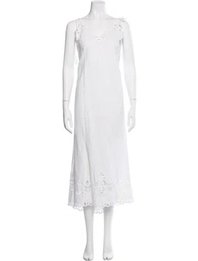 Pre-owned Theory Linen Midi Length Dress In White