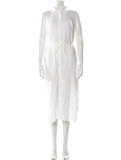 Pre-owned Theory Linen Midi Length Dress In White