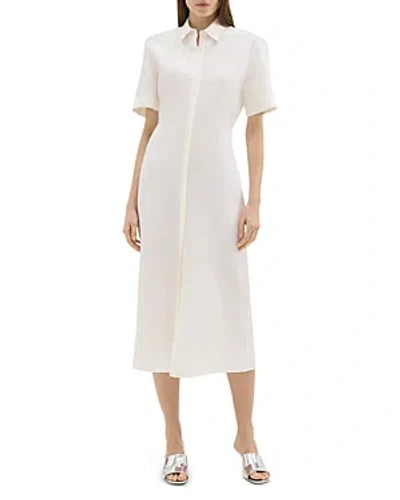 Theory Linen Midi Shirt Dress In White