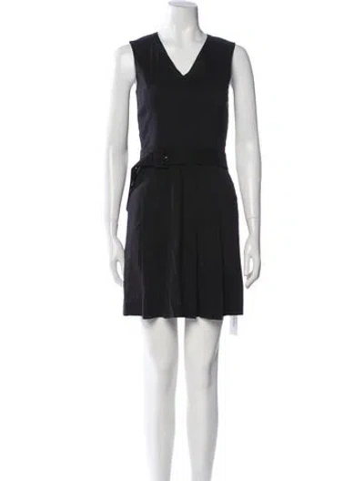 Pre-owned Theory Linen Mini Dress In Black