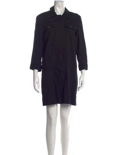 Pre-owned Theory Linen Mini Dress In Black