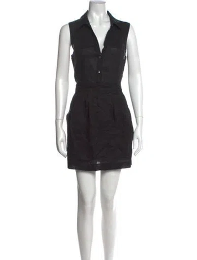 Pre-owned Theory Linen Mini Dress In Black