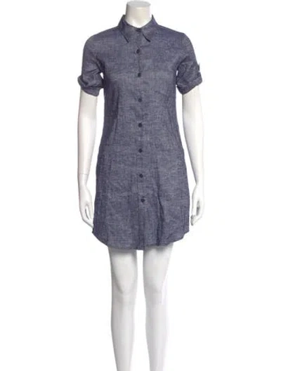 Pre-owned Theory Linen Mini Dress In Blue