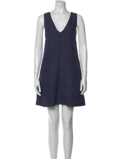 Pre-owned Theory Linen Mini Dress In Blue