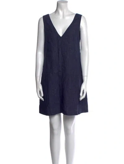 Pre-owned Theory Linen Mini Dress In Blue