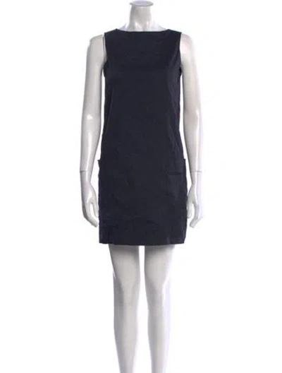 Pre-owned Theory Linen Mini Dress In Blue