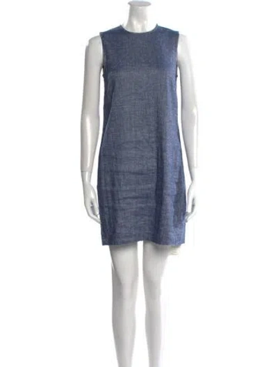 Pre-owned Theory Linen Mini Dress In Blue