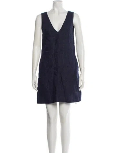 Pre-owned Theory Linen Mini Dress In Blue