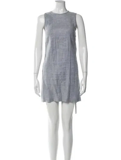 Pre-owned Theory Linen Mini Dress In Blue