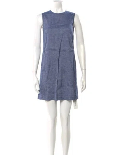 Pre-owned Theory Linen Mini Dress In Blue