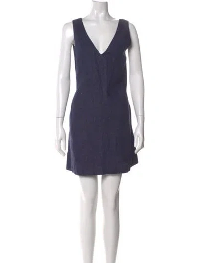 Pre-owned Theory Linen Mini Dress In Blue