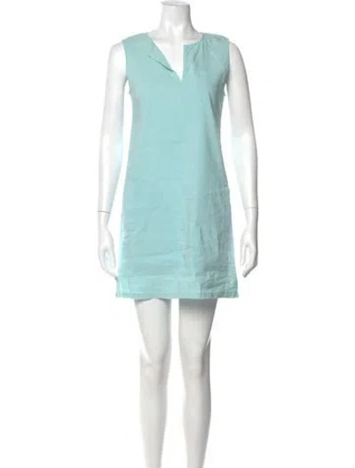 Pre-owned Theory Linen Mini Dress In Blue