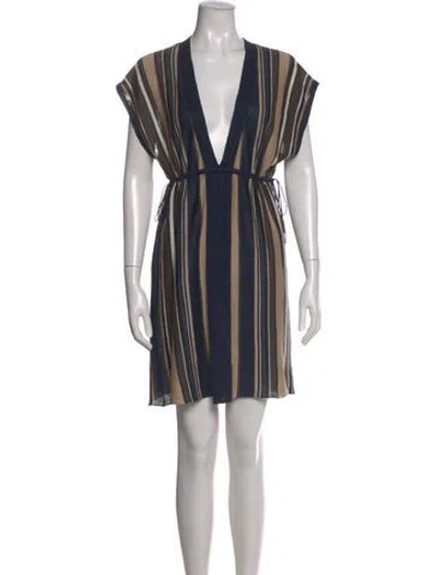 Pre-owned Theory Linen Mini Dress In Blue