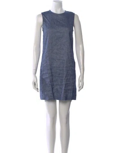 Pre-owned Theory Linen Mini Dress In Blue