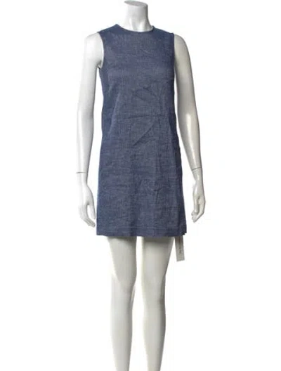 Pre-owned Theory Linen Mini Dress In Blue