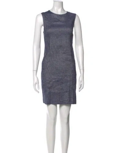 Pre-owned Theory Linen Mini Dress In Blue