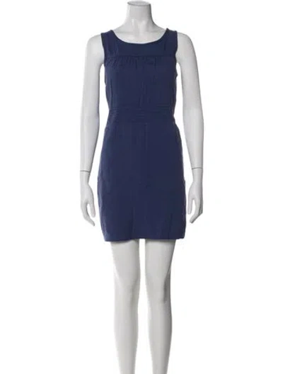 Pre-owned Theory Linen Mini Dress In Blue