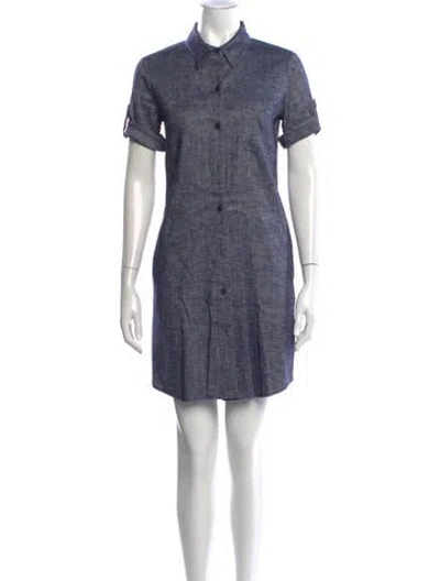 Pre-owned Theory Linen Mini Dress In Blue