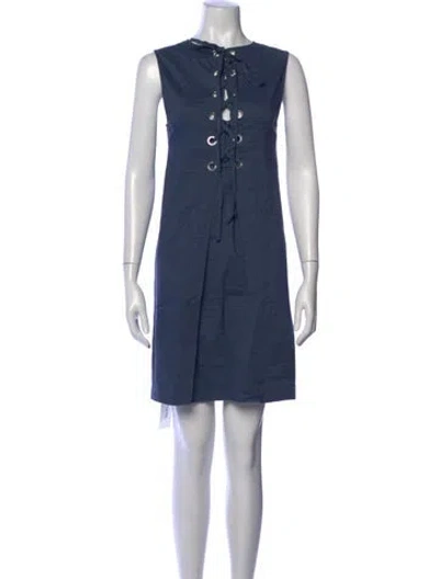 Pre-owned Theory Linen Mini Dress In Blue