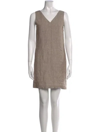 Pre-owned Theory Linen Mini Dress In Brown