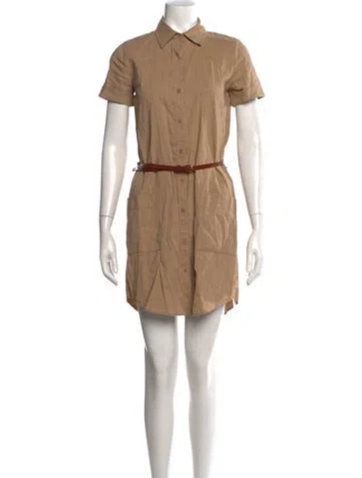 Pre-owned Theory Linen Mini Dress In Brown