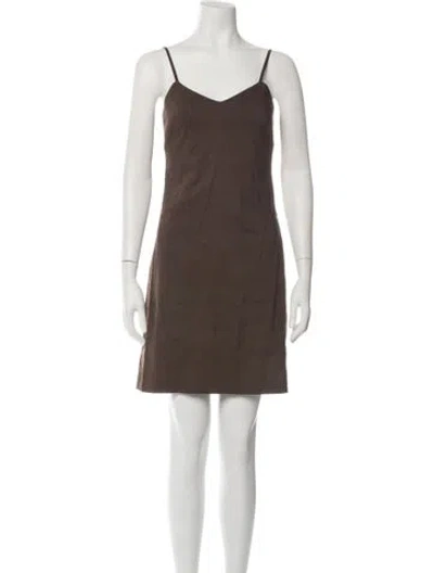 Pre-owned Theory Linen Mini Dress In Brown